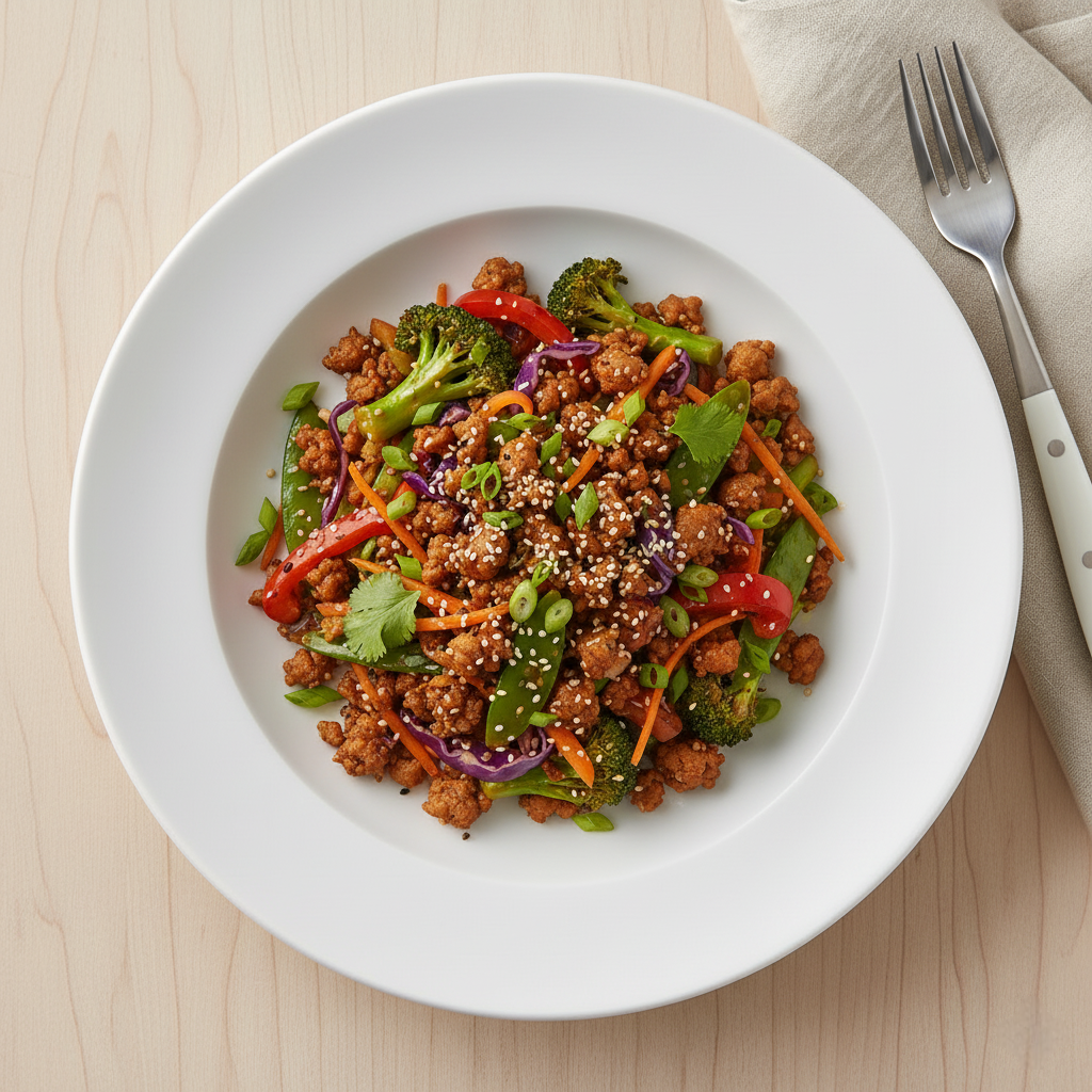 GROUND TURKEY & VEG STIR FRY