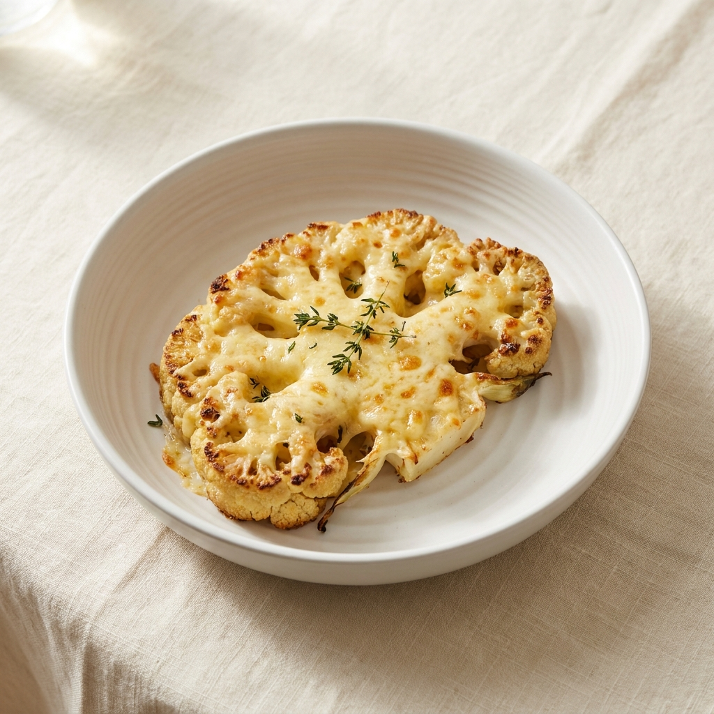 Cauliflower Steak with Swiss Gratin